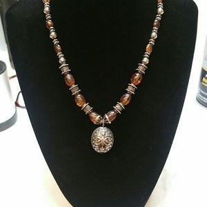 Silver and amber necklace